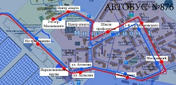 Схема движения автобуса №876 в городе Московский